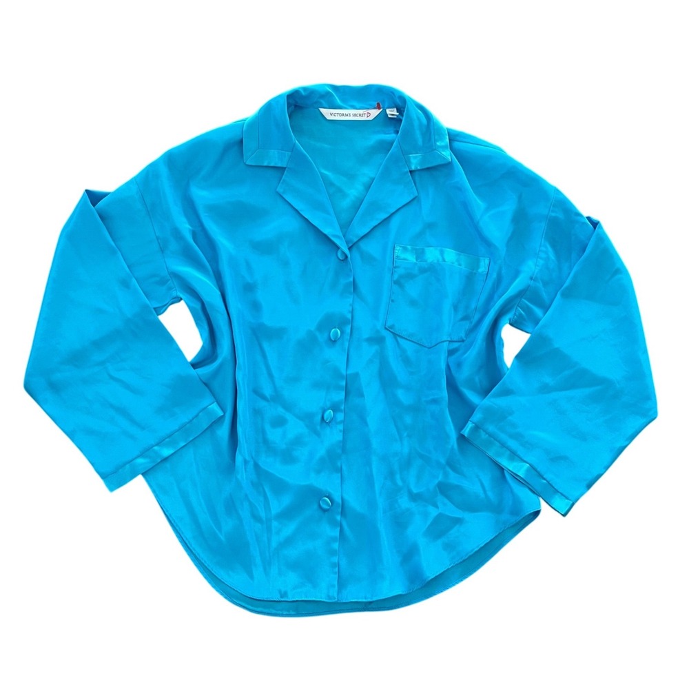 Vintage 90s Victoria's Secret Satin Button Up Long Sleeve Top